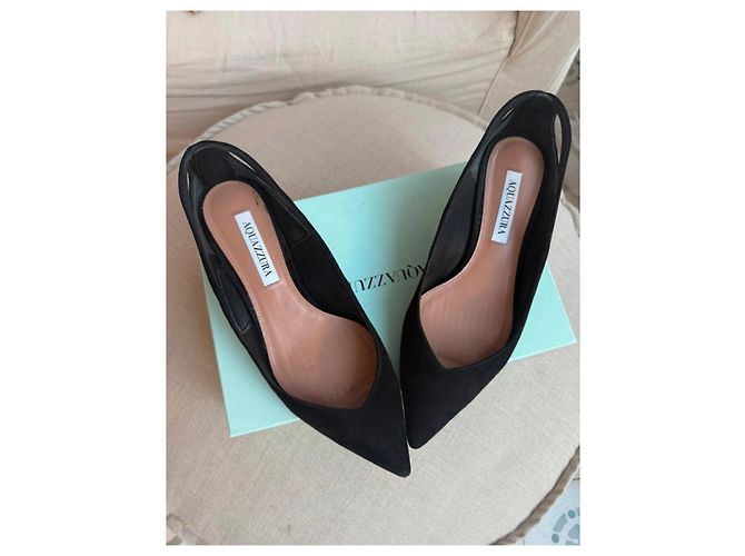 Décolleté Slingback Aquazzura in camoscio nero - vista 4