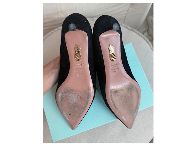 Décolleté Slingback Aquazzura in camoscio nero - vista 6