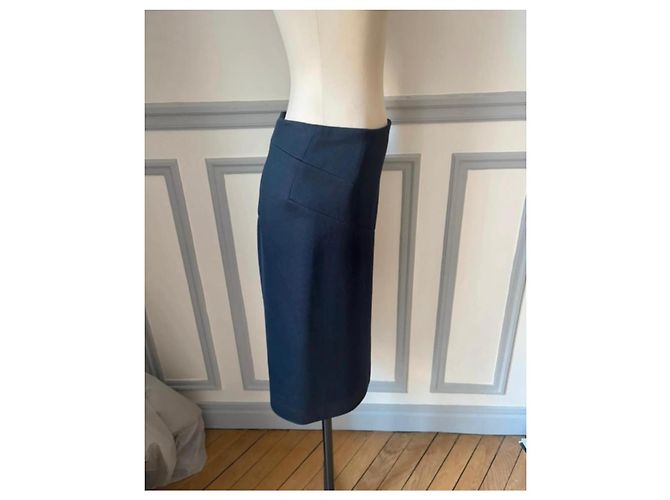 Yves Saint Laurent Falda Lápiz Azul Marino - vista 2