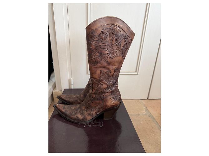 Autre Marque Botas de cuero marrón Damy Castaño - vista 3