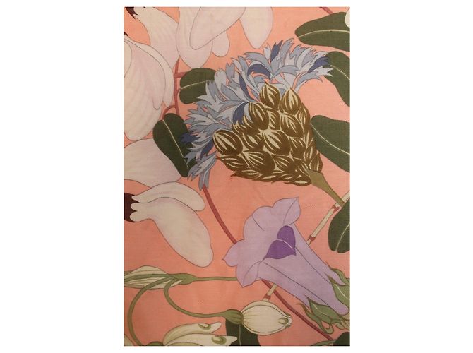 Hermès carré Flora Graeca rosa cashmere e seta Bianco Blu Verde - vista 5