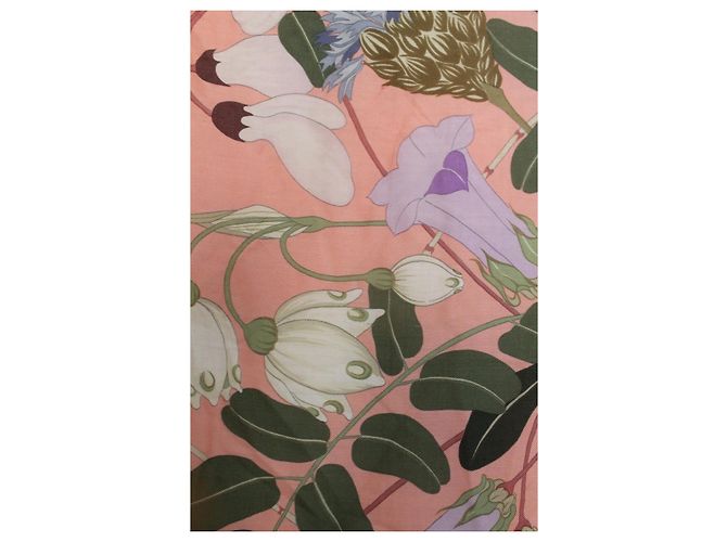 Hermès carré Flora Graeca rosa cashmere e seta Bianco Blu Verde - vista 6