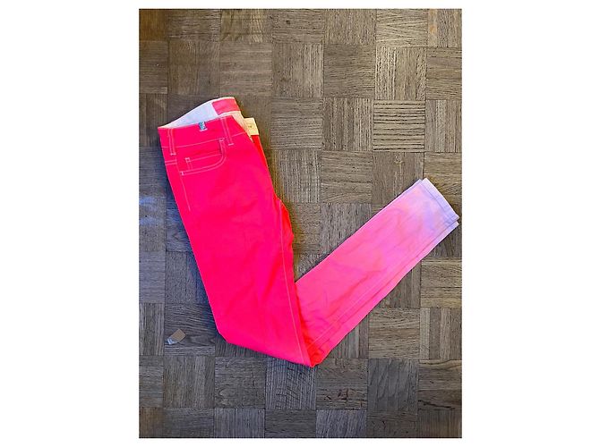 Autre Marque Pantalones de algodón con degradado rosa neón - vista 2