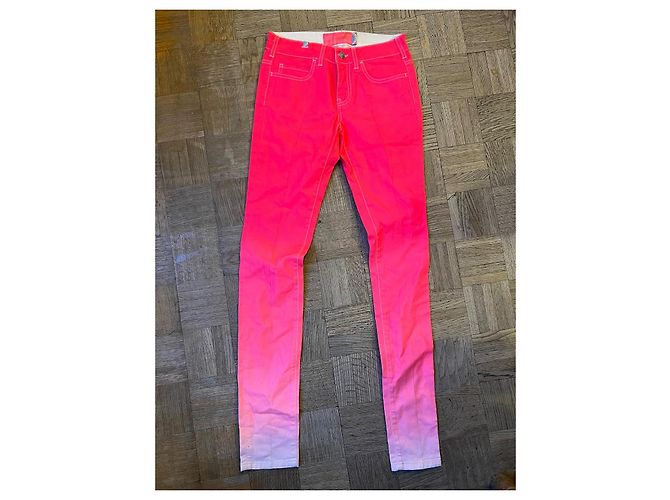 Autre Marque Pantalones de algodón con degradado rosa neón - vista 3