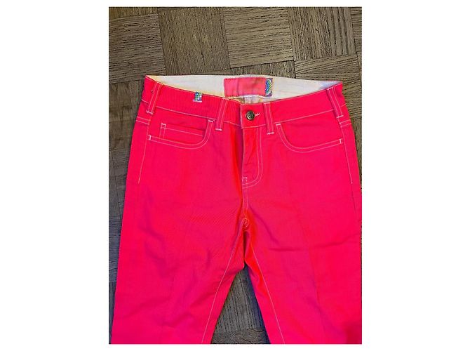 Autre Marque Pantalones de algodón con degradado rosa neón - vista 4