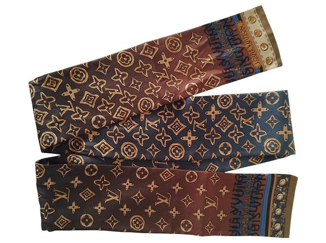 Louis Vuitton Bandeau Twilly Monogram Marrone e Blu Multicolore - vista 5