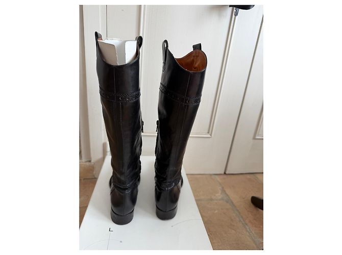 Autre Marque Bottes hautes en cuir noir - vue 4