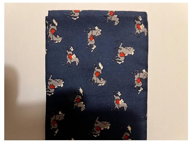 Hermès Paris Seidentuch-Etui Weiß Rot Blau Grau - Ansicht 2