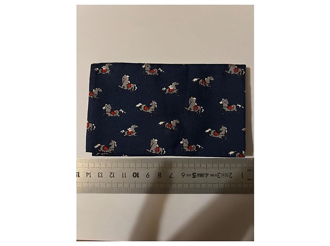 Hermès Paris Seidentuch-Etui Weiß Rot Blau Grau - Ansicht 4