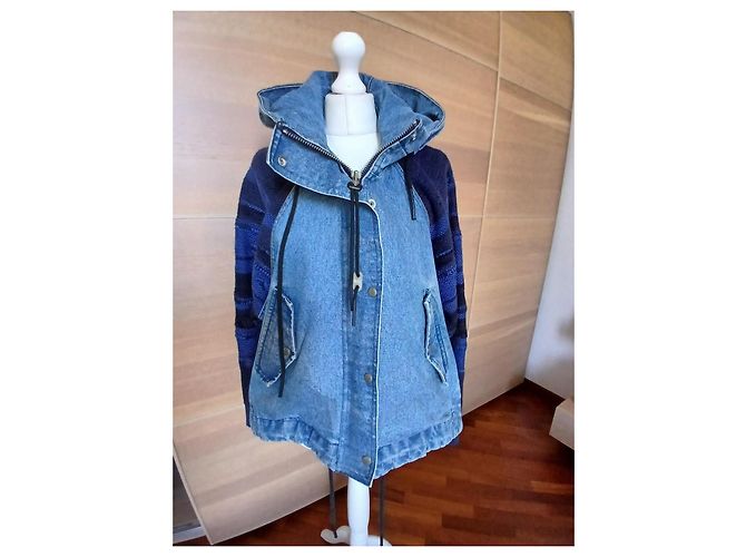 Giacca in denim e maglia Diesel con cappuccio Blu Blu scuro - vista 4