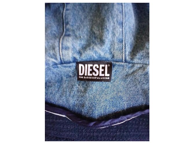 Giacca in denim e maglia Diesel con cappuccio Blu Blu scuro - vista 9