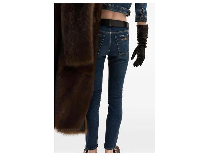 Jeans Slim in Denim Blu Miu Miu - vista 9