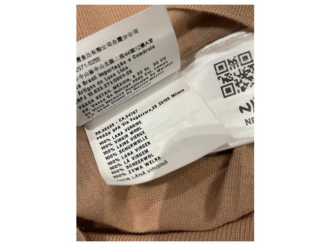 Prada Kurzarmpullover aus beiger Schurwolle - Ansicht 3