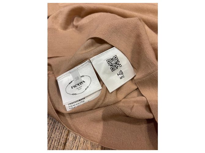 Prada Kurzarmpullover aus beiger Schurwolle - Ansicht 4