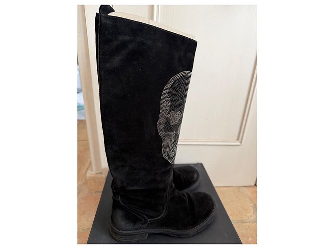 Autre Marque Botas altas de ante negro con calavera adornada con tachuelas - vista 6