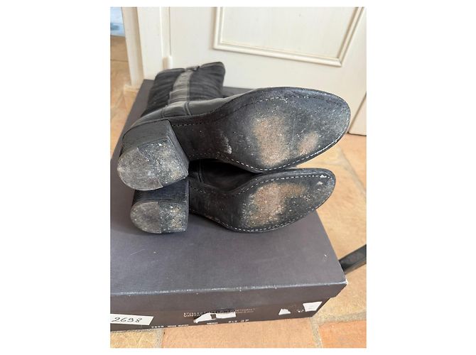 Autre Marque Botas altas em couro e camurça pretos - vista 5