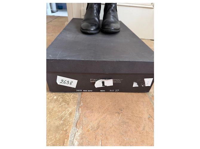 Autre Marque Botas altas em couro e camurça pretos - vista 6