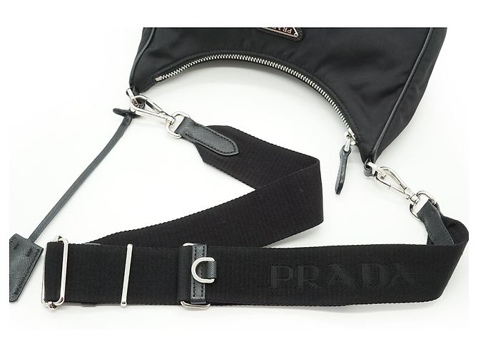 Prada Re-Edition 2005 Re-Nylon Mini Hobo Nero - vista 10