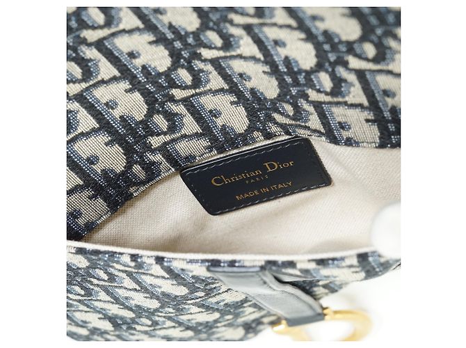 Dior Borsa cintura Mini Saddle Oblique Jacquard Nero Blu Beige - vista 11