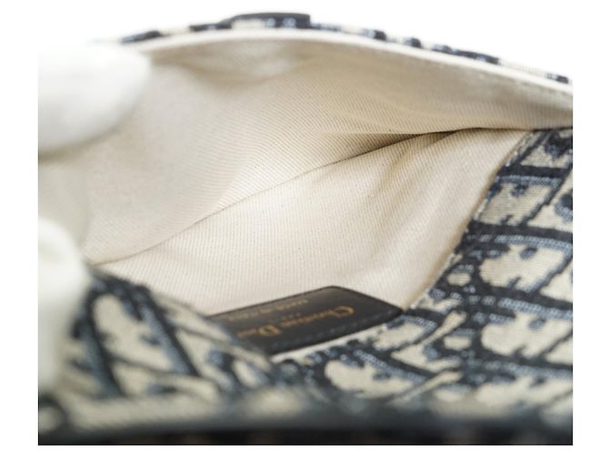 Dior Borsa cintura Mini Saddle Oblique Jacquard Nero Blu Beige - vista 12