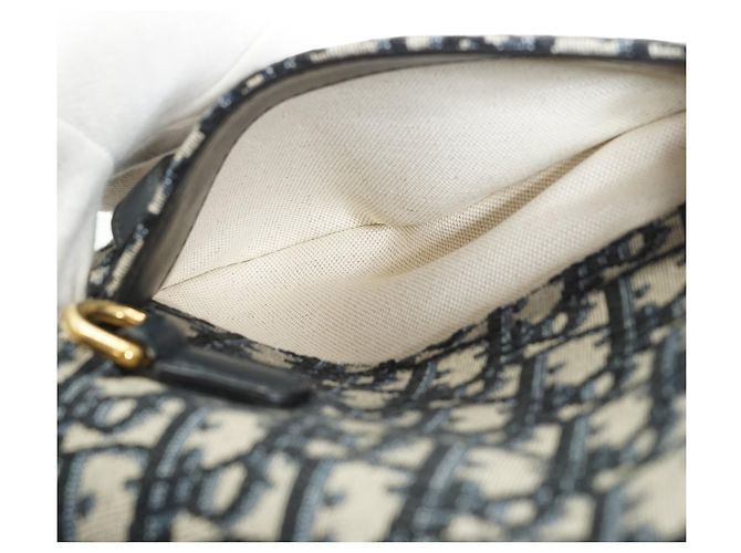 Dior Borsa cintura Mini Saddle Oblique Jacquard Nero Blu Beige - vista 13