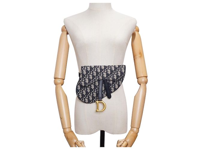 Dior Borsa cintura Mini Saddle Oblique Jacquard Nero Blu Beige - vista 18