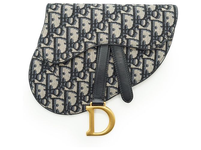 Dior Borsa cintura Mini Saddle Oblique Jacquard Nero Blu Beige - vista 4