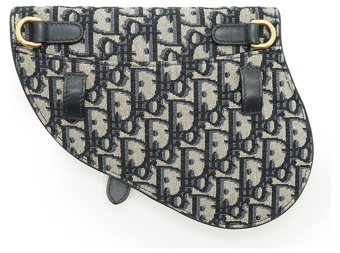 Dior Borsa cintura Mini Saddle Oblique Jacquard Nero Blu Beige - vista 5
