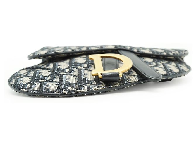 Dior Borsa cintura Mini Saddle Oblique Jacquard Nero Blu Beige - vista 8