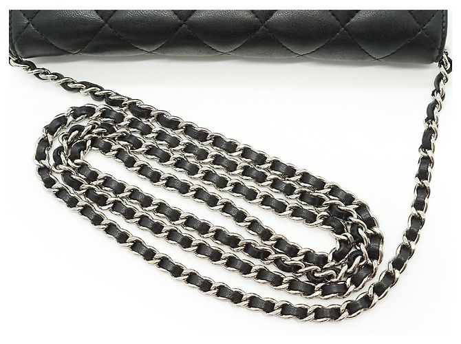 Chanel Classic Matelassé Wallet-on-Chain aus Lammleder Schwarz Bordeaux - Ansicht 10