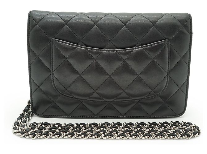 Chanel Classic Matelassé Wallet-on-Chain aus Lammleder Schwarz Bordeaux - Ansicht 2