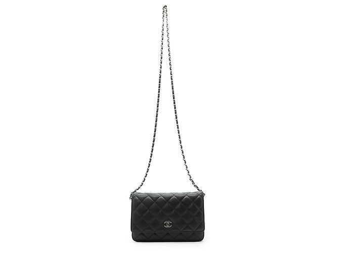 Chanel Classic Matelassé Wallet-on-Chain aus Lammleder Schwarz Bordeaux - Ansicht 3