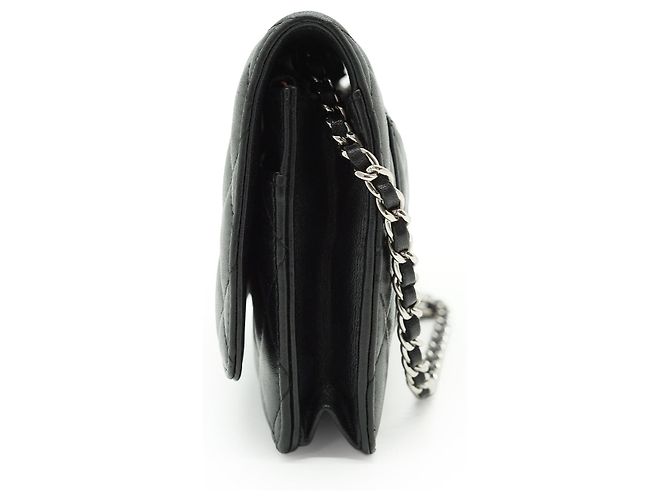 Chanel Classic Matelassé Wallet-on-Chain aus Lammleder Schwarz Bordeaux - Ansicht 5