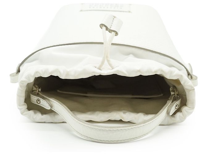 Autre Marque Maison Margiela 5AC Micro Borsa a Secchiello 2-Way Bianco - vista 9