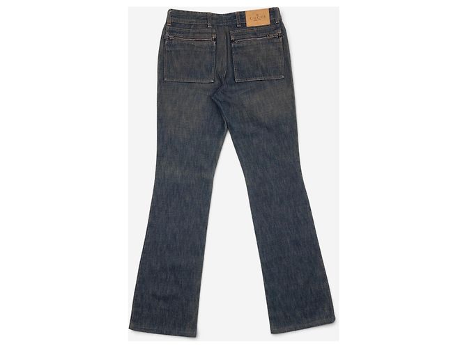 Gucci by Tom Ford SS02 Flared Sanded Bootcut Denim Jeans Blau - Ansicht 2
