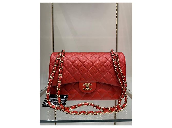 Sac Chanel Red Caviar Jumbo Double Flap d'occasion - vue 11