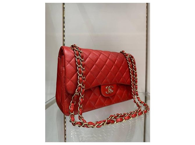 Sac Chanel Red Caviar Jumbo Double Flap d'occasion - vue 6