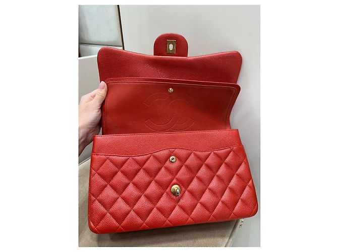 Sac Chanel Red Caviar Jumbo Double Flap d'occasion - vue 7