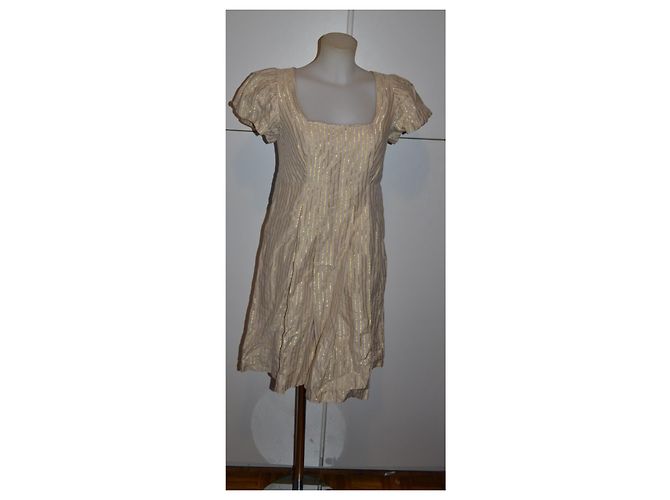 Vestido corto de lino JC De Castelbajac con rayas doradas - vista 2