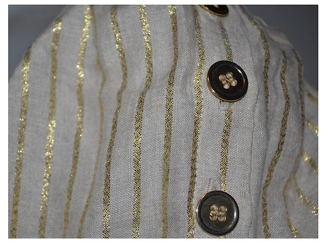 Vestido corto de lino JC De Castelbajac con rayas doradas - vista 4