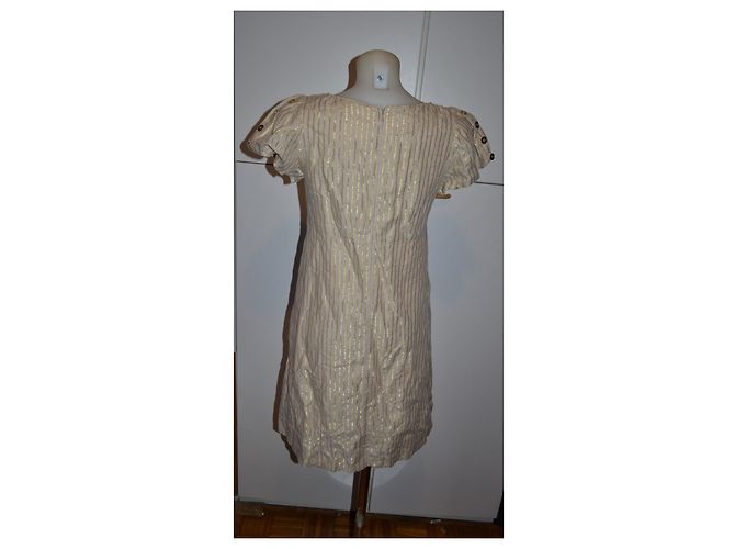 Vestido corto de lino JC De Castelbajac con rayas doradas - vista 5
