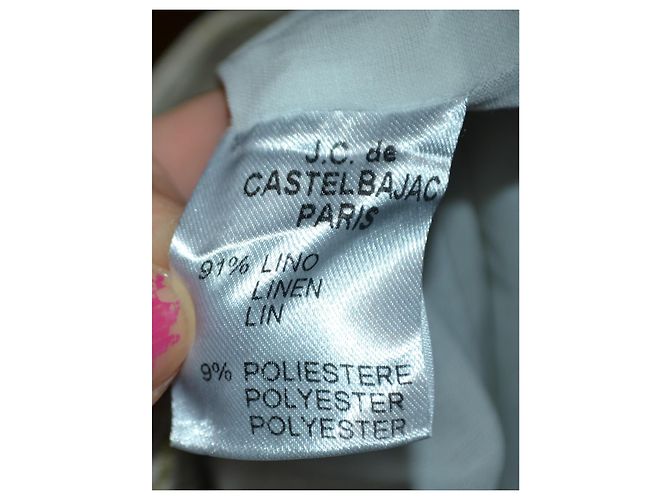 Vestido corto de lino JC De Castelbajac con rayas doradas - vista 7