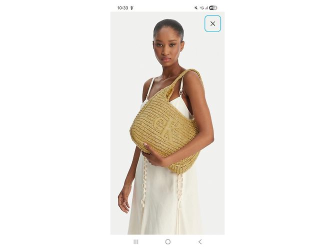 Calvin Klein Borsa Tote in Paglia Beige - vista 2