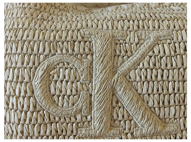 Calvin Klein Borsa Tote in Paglia Beige - vista 5