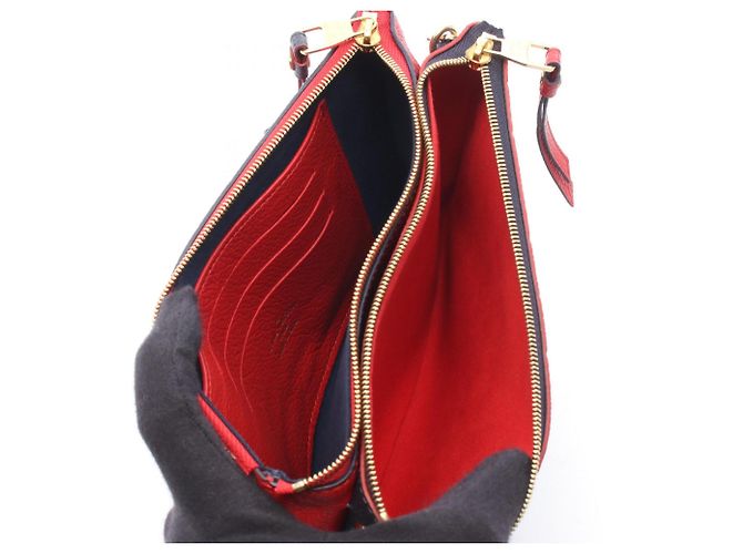 Louis Vuitton Pochette Double Zip Schultertasche Rot Marineblau - Ansicht 3