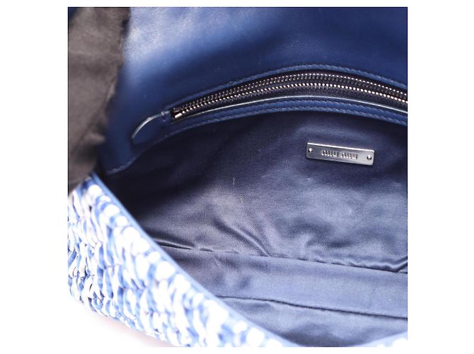 Miu Miu Matelassé 2-Way Shoulder Bag White Blue - view 9