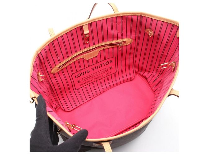 Borsa Tote Louis Vuitton Neverfull Inside Out MM Monogram Marrone Rosa - vista 3