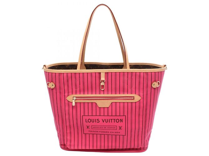 Borsa Tote Louis Vuitton Neverfull Inside Out MM Monogram Marrone Rosa - vista 5