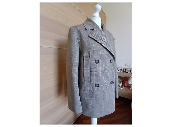 COS Zweireihiger Blazer Prince-of-Wales-Check - Beige Mehrfarben - Ansicht 2