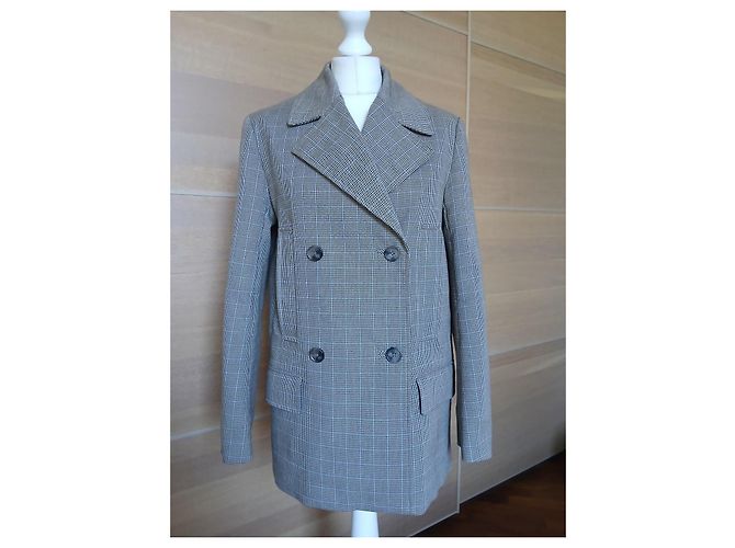 COS Zweireihiger Blazer Prince-of-Wales-Check - Beige Mehrfarben - Ansicht 3